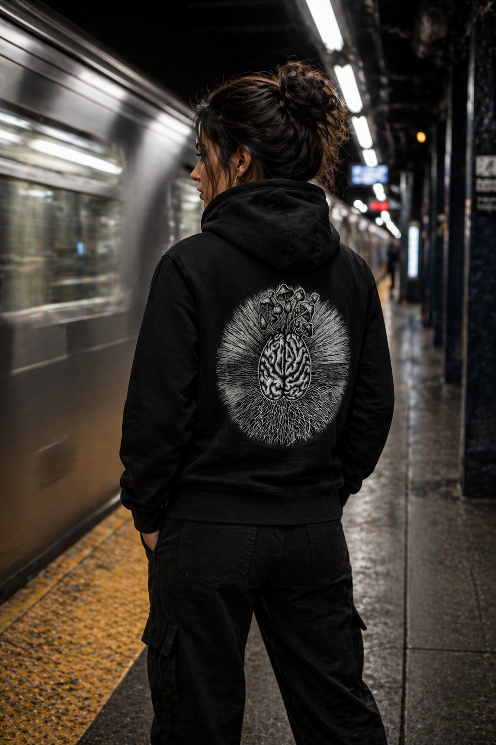 The Mycelial Halo Hoodie – Monochrome Edition